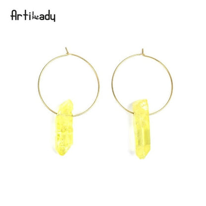 Artilady Raw Crystal Hoop Earrings For Women Small Hoop Earring