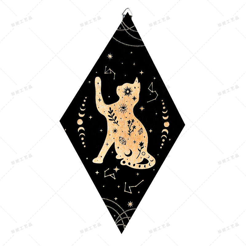Bohemian Wall Decor Sun Moon Yoga Wall Decor Lozenge Wood Eye Sign Triangle Pendulum Board