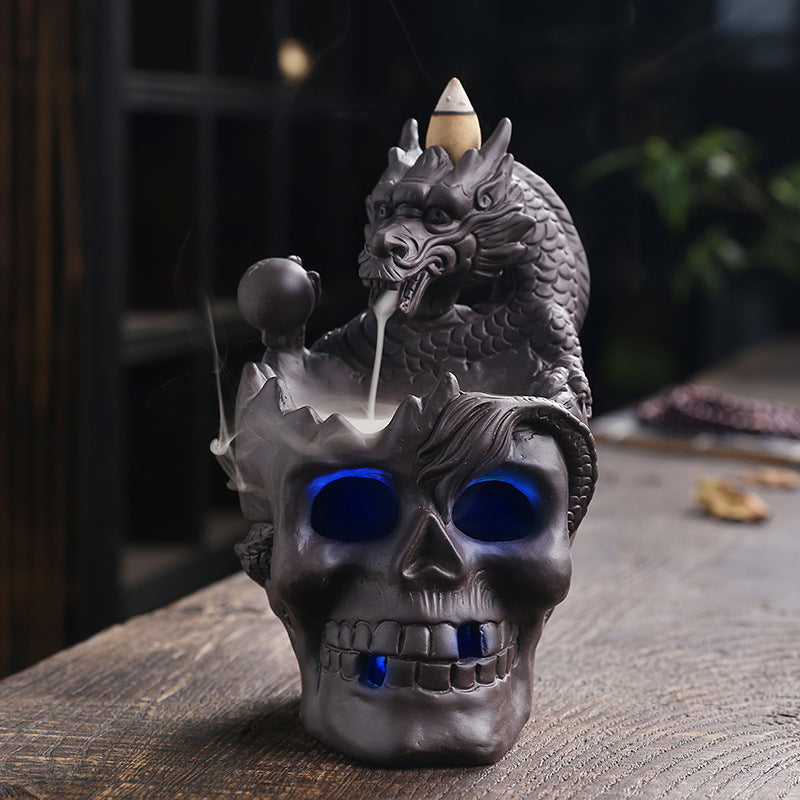 Skull Dragon LED Backflow Incense Burner