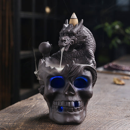 Skull Dragon LED Backflow Incense Burner