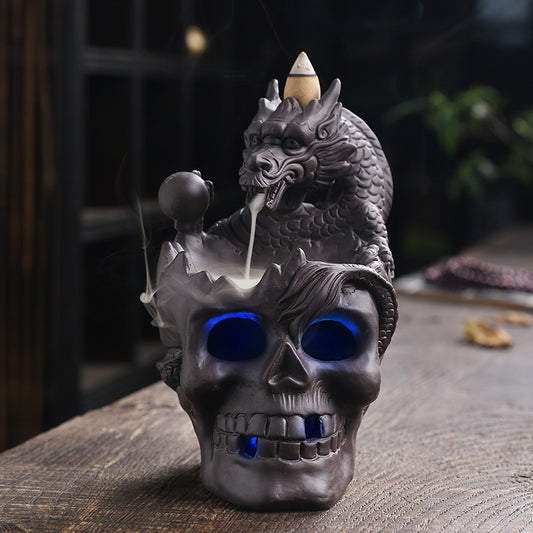 Skull Dragon LED Backflow Incense Burner