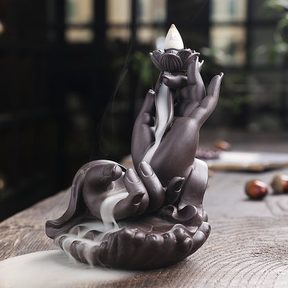 Bergamot Hand Purple Sand Backflow Incense Burner