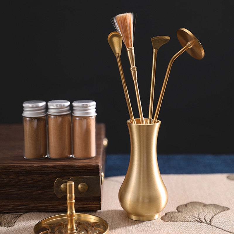 Pure Copper Incense Road Tools Beginner Level Set Incense Seal Script Tools Incense Ash Press Powder Incense Seal Script Articles Tools Incense Spoon Fragrance Shovel Incense Seal
