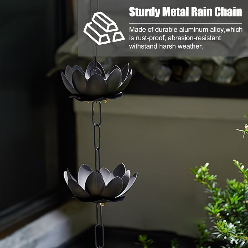 Lotus Rain Chain for Gutters — Decorative Metal Downspout