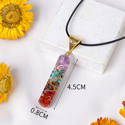 Rainbow Orgone Crystal Resin Pendant Necklace