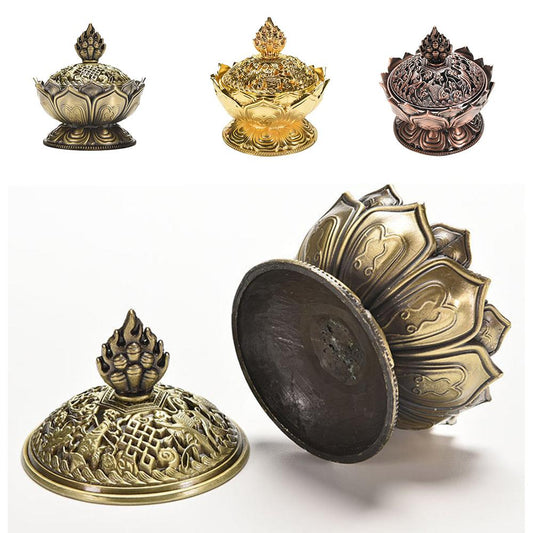 Tibetan Lotus Alloy Incense Burner