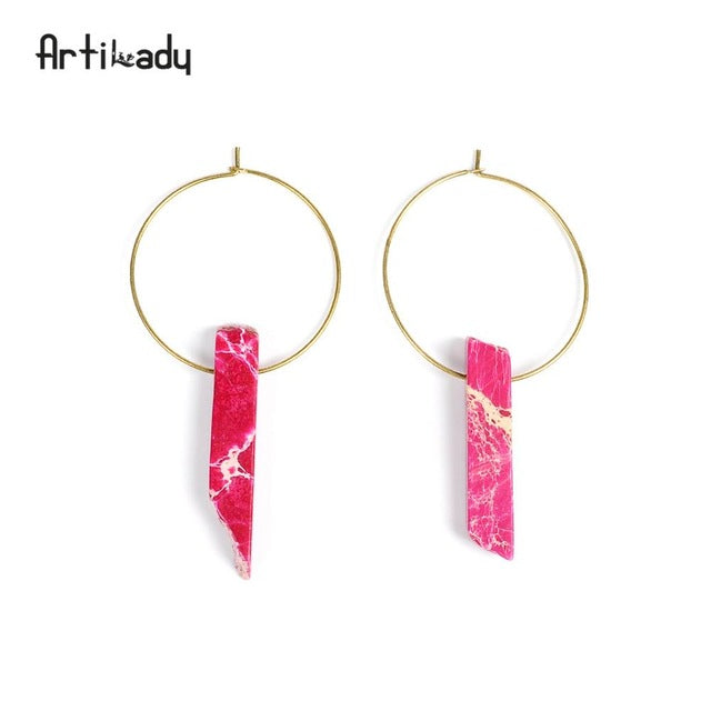 Artilady Raw Crystal Hoop Earrings For Women Small Hoop Earring