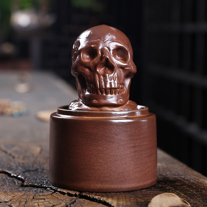 Skull Backflow Incense Burner with Glass Windshield