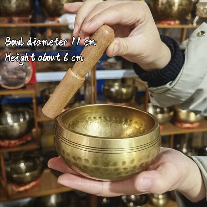 Tibetan Copper Singing Bowl with Sanskrit Engravings