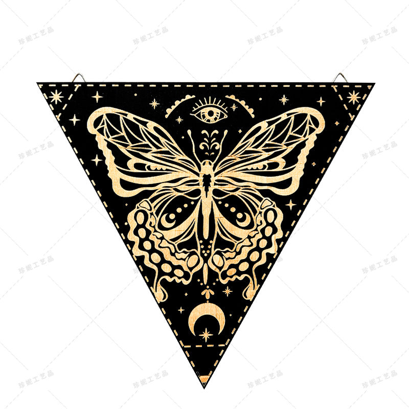 Bohemian Wall Decor Sun Moon Yoga Wall Decor Lozenge Wood Eye Sign Triangle Pendulum Board