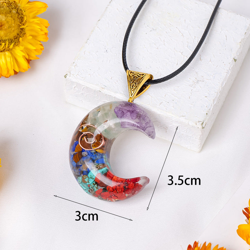 Rainbow Orgone Crystal Resin Pendant Necklace
