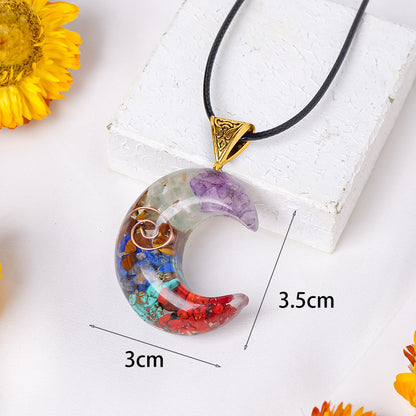 Rainbow Orgone Crystal Resin Pendant Necklace