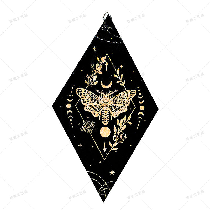 Bohemian Wall Decor Sun Moon Yoga Wall Decor Lozenge Wood Eye Sign Triangle Pendulum Board