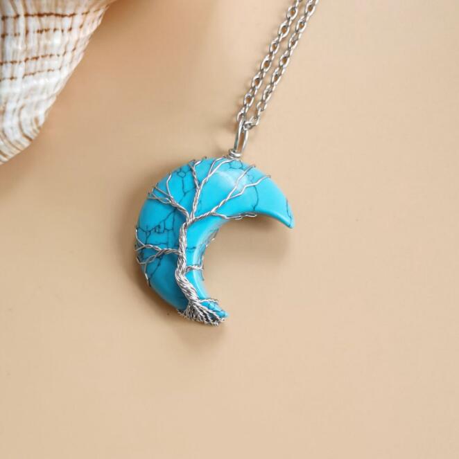 Tree of Life Natural Stone Pendant Necklace