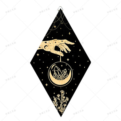 Bohemian Wall Decor Sun Moon Yoga Wall Decor Lozenge Wood Eye Sign Triangle Pendulum Board