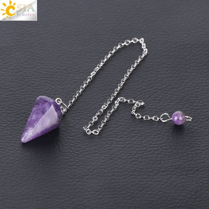 Natural Stone Hexagonal Reiki Pendulum
