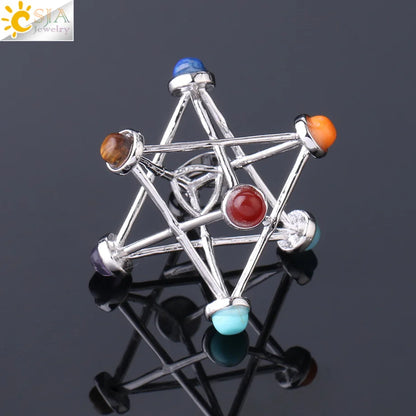 Merkaba 7 Chakra Natural Stone Pendant