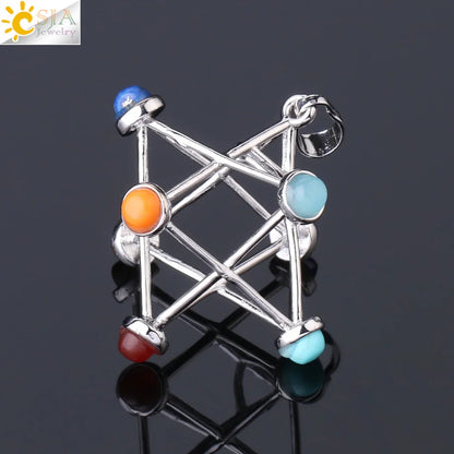 Merkaba 7 Chakra Natural Stone Pendant