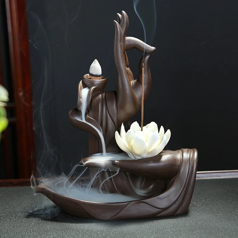 Buddha Hand Lotus Backflow Incense Burner