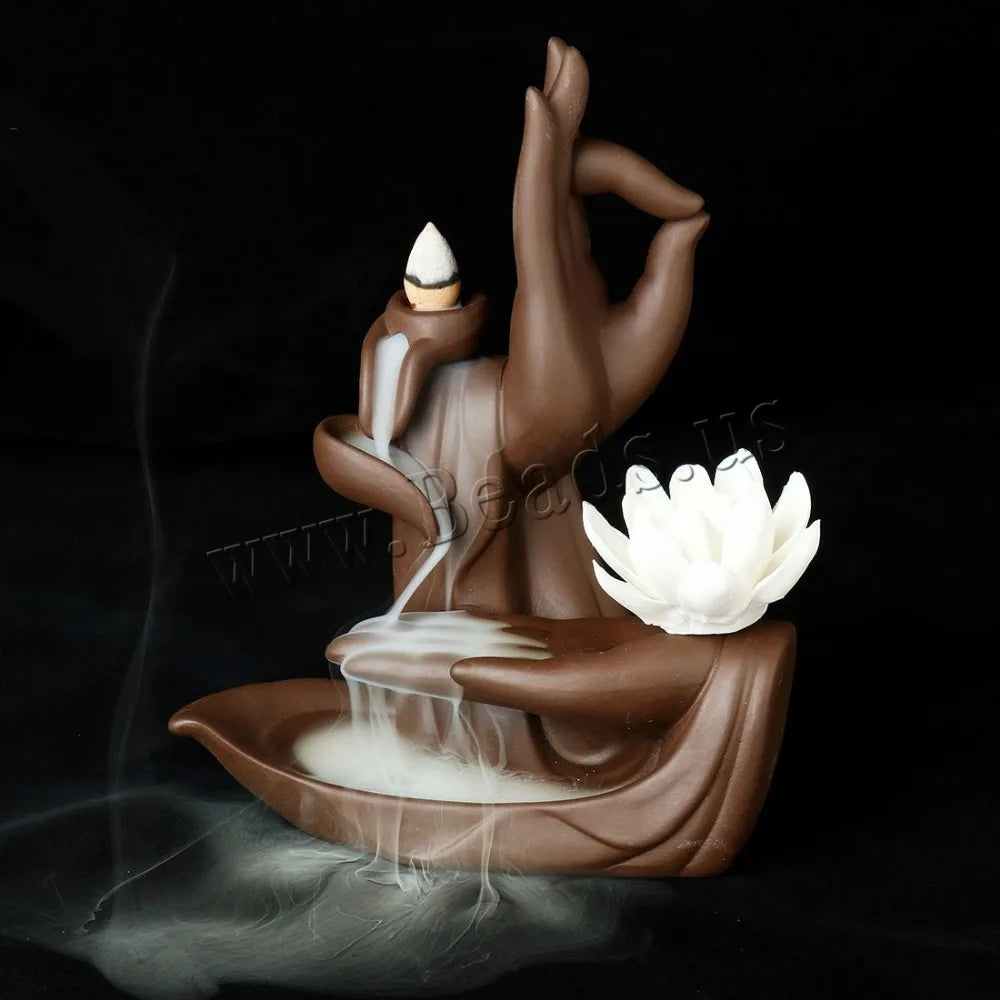 Buddha Hand Lotus Backflow Incense Burner