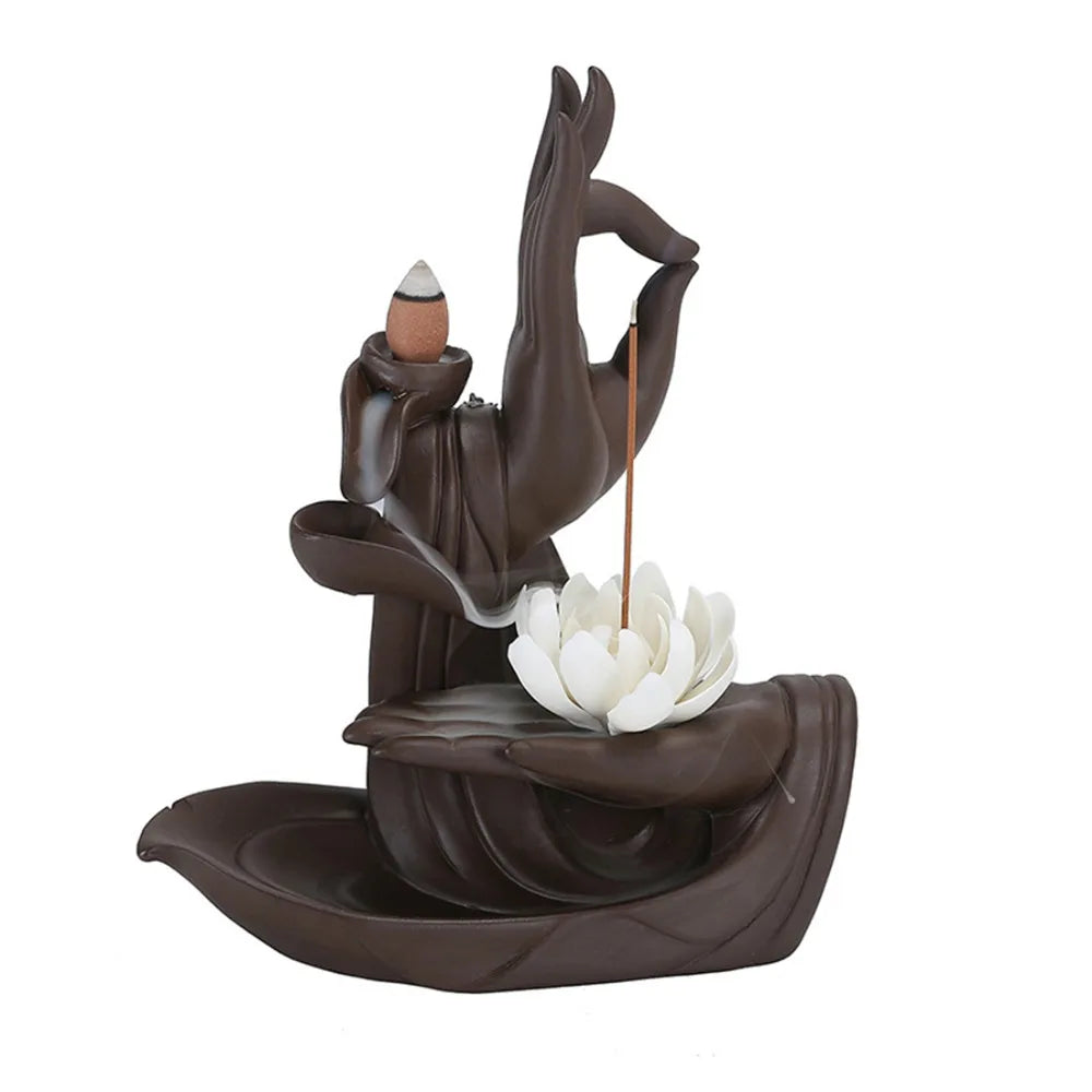 Buddha Hand Lotus Backflow Incense Burner