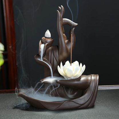 Buddha Hand Lotus Backflow Incense Burner
