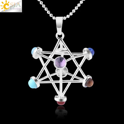 Merkaba 7 Chakra Natural Stone Pendant