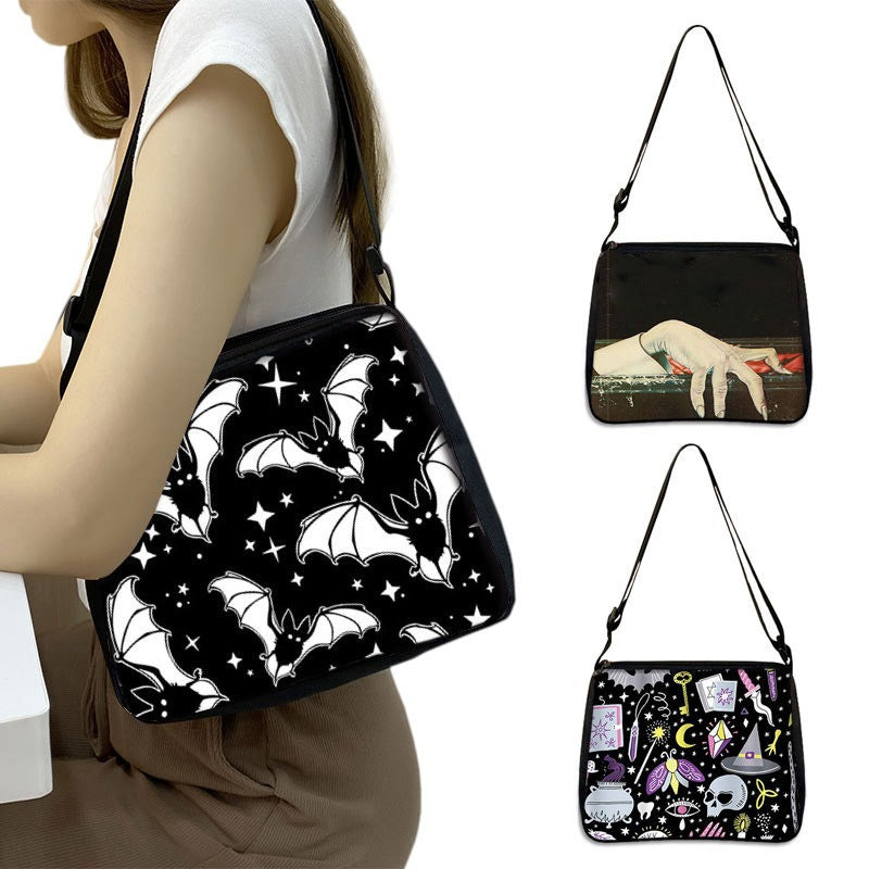 Gothic Print Polyester Underarm Shoulder Bag