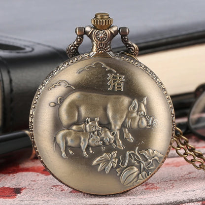 Chinese Zodiac Steampunk Pocket Watch Necklace
