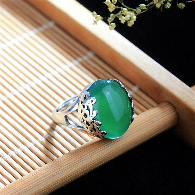 Sterling Silver Open Adjustable Gemstone Ring