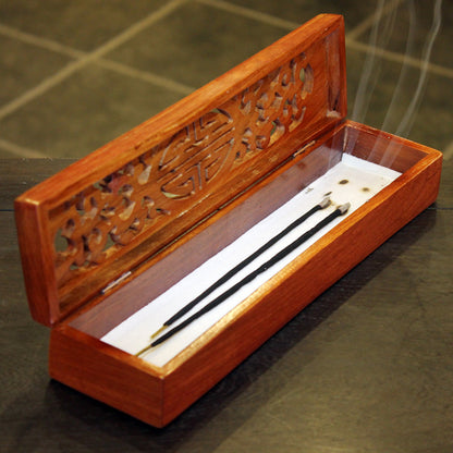 Hand-Carved Rosewood Incense Box