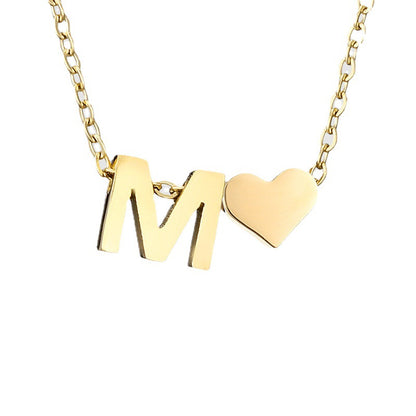 English Letter Heart Charm Necklace Bracelet