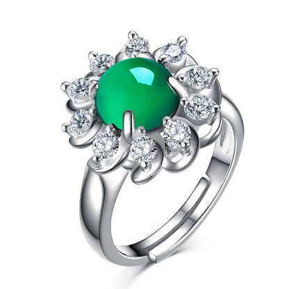 Sterling Silver Open Adjustable Gemstone Ring