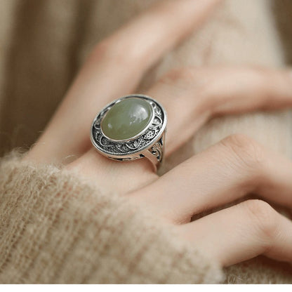 Sterling Silver Open Adjustable Gemstone Ring