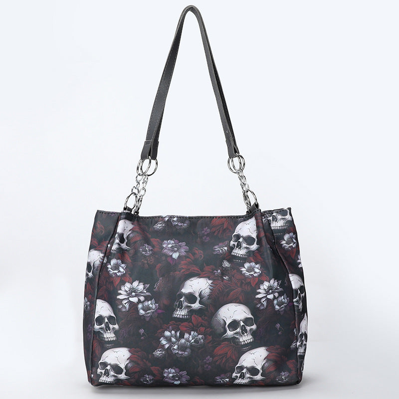 Gothic Skull PU Tote Bag