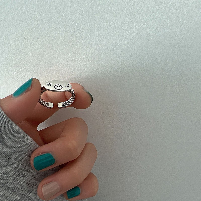 Geometric 925 Sterling Silver Adjustable Ring