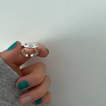 Geometric 925 Sterling Silver Adjustable Ring