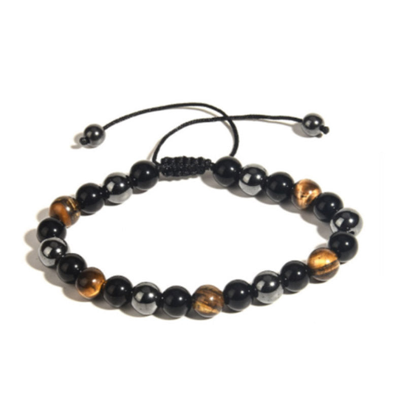 Matte Agate and Hematite Bead Adjustable Bracelet