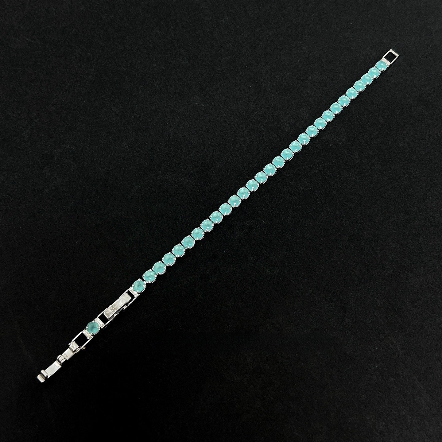 Geometric Lake Blue Diamond Electroplated Copper Bracelet
