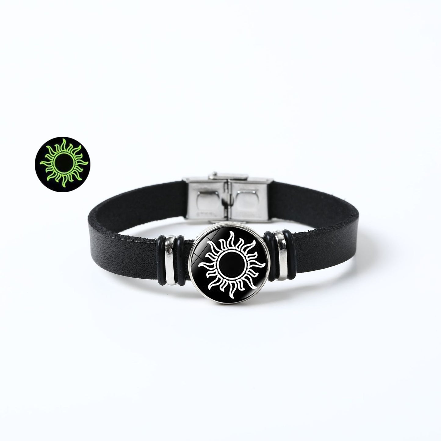 Sun Moon Luminous Leather Bracelet