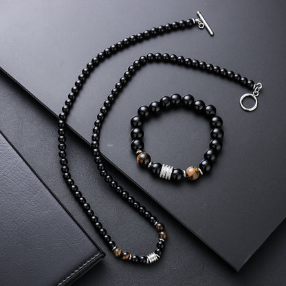Vintage Beads Necklace Bracelet Set for Men