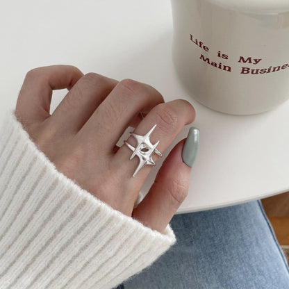 Geometric 925 Sterling Silver Adjustable Ring