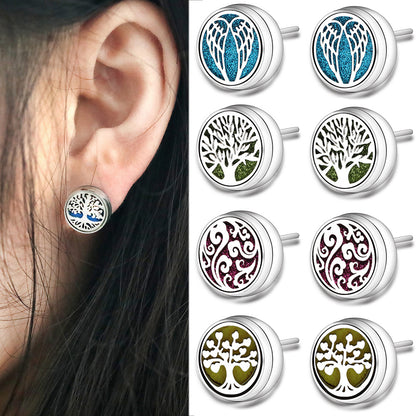 Stainless Steel Angel Wings Aromatherapy Earrings