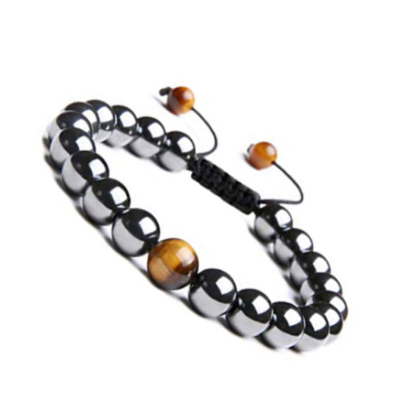 Matte Agate and Hematite Bead Adjustable Bracelet
