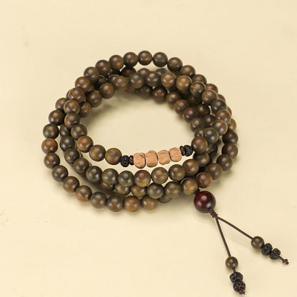 Original Old Material Green Sandalwood Buddha Beads Bracelet