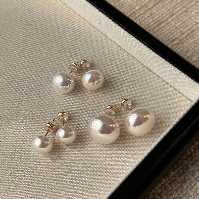 925 Silver Dome Pearl Stud Earrings