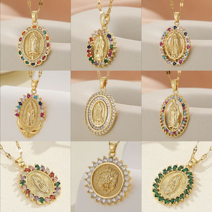 Virgin Mary Zircon Pendant Necklace | Gold & Silver | 25 Styles