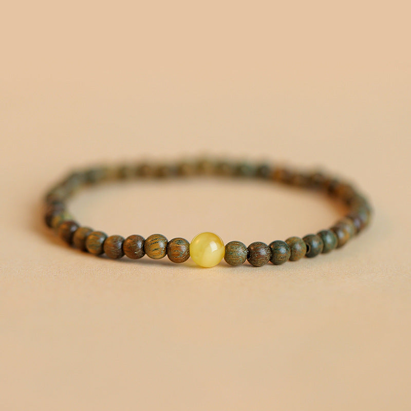 Original Old Material Green Sandalwood Buddha Beads Bracelet