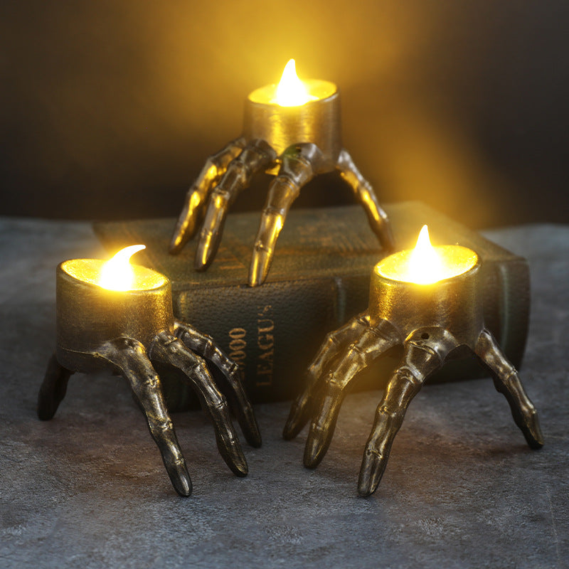 Halloween Skull & Ghost Hand Candle Light