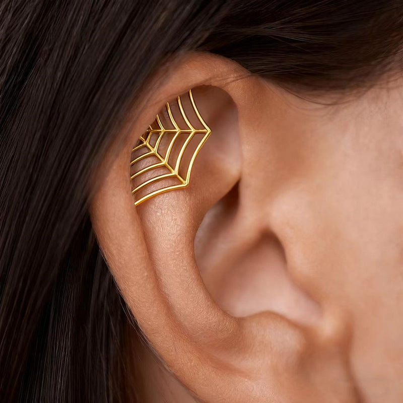 Spider Web & Crescent Moon Gothic Earrings